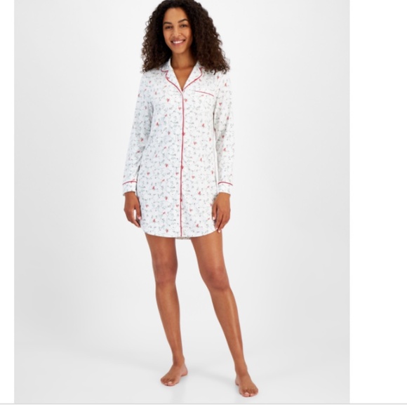 Charter Club Other - Charter Club Women's Notched-Collar Sleepshirt,- Delicate Cardinal NWt